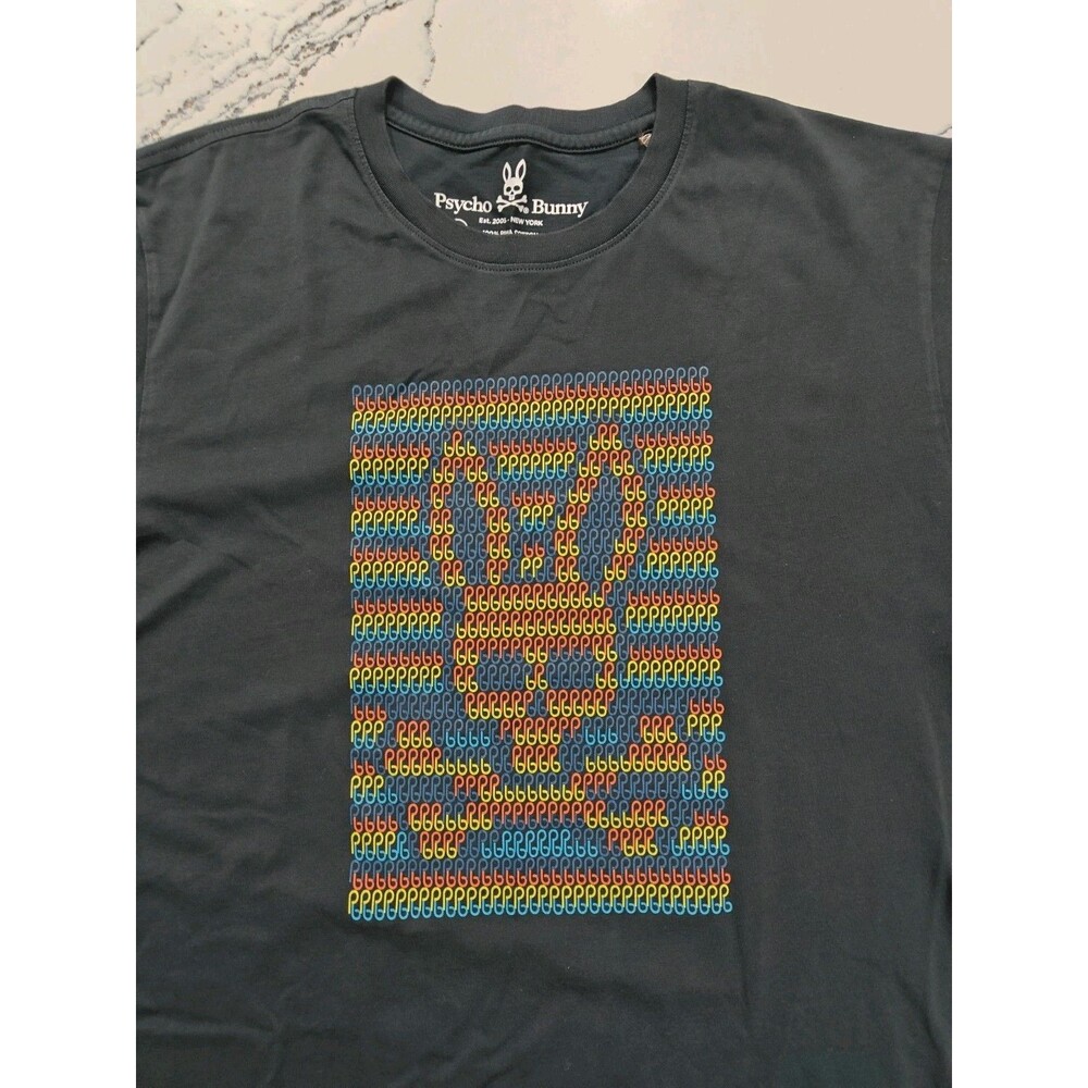 Psycho Bunny T Shirt Mens Size 7 Navy Blue Santiago Tee Crewneck Graphic